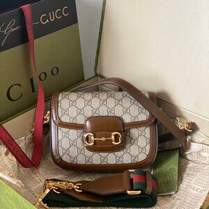 Gucci Beige/Brown GG Coated Canvas Horsebit 1955 Shoulder